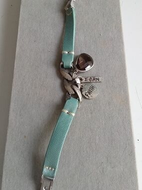Good Works Make A Difference Teal Leather Faith I Can Blessed Charm Bracelet